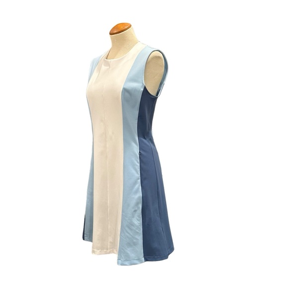 J. LINDEBERG BLUE WHITE COLOR BLOCK TANK DRESS ACTIVEWEAR ATHLEISURE TENNIS GOLF - Picture 5 of 11